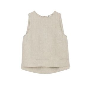 Madewell Linen Pleated Shell Top in Oat